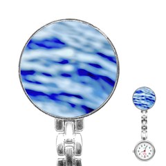 Blue Waves Abstract Series No10 Stainless Steel Nurses Watch by DimitriosArt