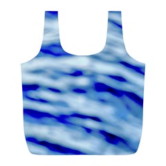 Blue Waves Abstract Series No10 Full Print Recycle Bag (l) by DimitriosArt