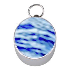 Blue Waves Abstract Series No10 Mini Silver Compasses by DimitriosArt