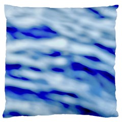 Blue Waves Abstract Series No10 Large Flano Cushion Case (two Sides) by DimitriosArt