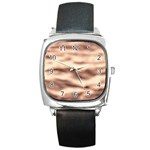 Pink  Waves Abstract Series No6 Square Metal Watch Front