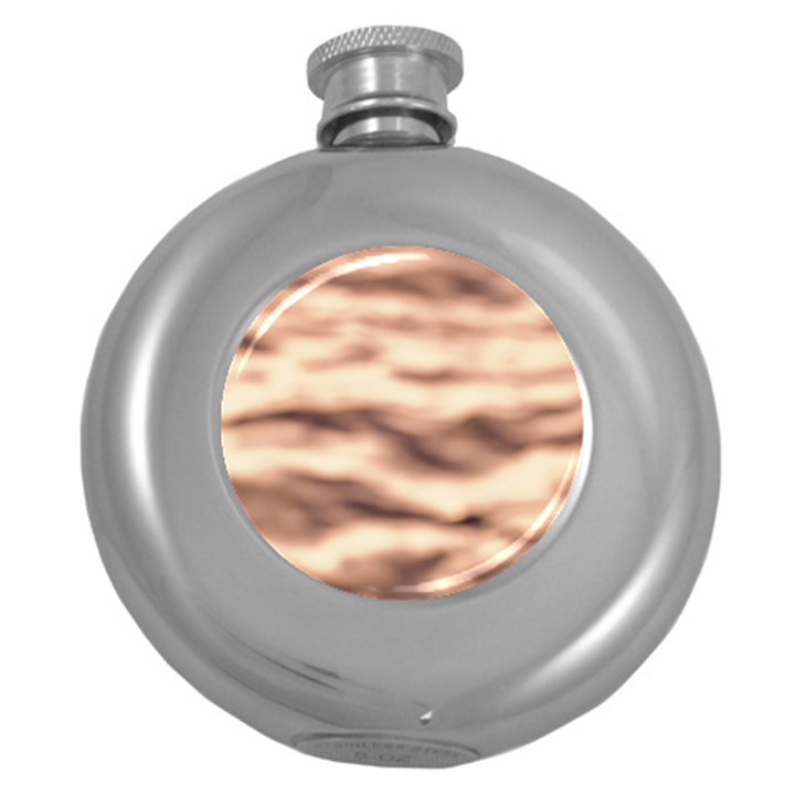 Pink  Waves Abstract Series No6 Round Hip Flask (5 oz)