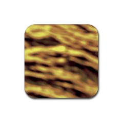 Yellow  Waves Abstract Series No10 Rubber Coaster (square) by DimitriosArt