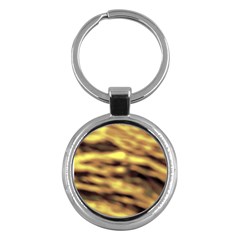 Yellow  Waves Abstract Series No10 Key Chain (round) by DimitriosArt