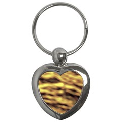 Yellow  Waves Abstract Series No10 Key Chain (heart) by DimitriosArt