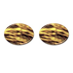 Yellow  Waves Abstract Series No10 Cufflinks (oval) by DimitriosArt