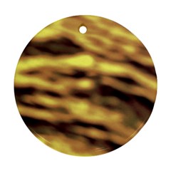 Yellow  Waves Abstract Series No10 Round Ornament (two Sides) by DimitriosArt