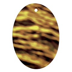 Yellow  Waves Abstract Series No10 Oval Ornament (two Sides) by DimitriosArt