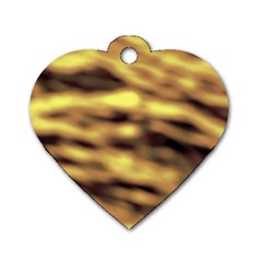 Yellow  Waves Abstract Series No10 Dog Tag Heart (two Sides) by DimitriosArt