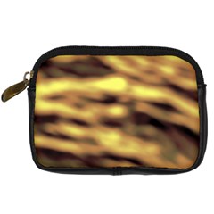 Yellow  Waves Abstract Series No10 Digital Camera Leather Case by DimitriosArt