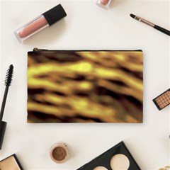 Yellow  Waves Abstract Series No10 Cosmetic Bag (medium) by DimitriosArt