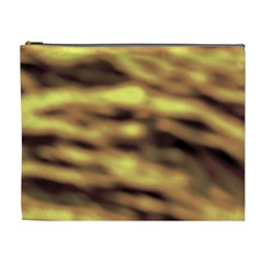 Yellow  Waves Abstract Series No10 Cosmetic Bag (xl) by DimitriosArt