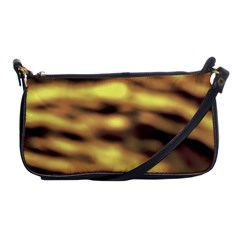 Yellow  Waves Abstract Series No10 Shoulder Clutch Bag by DimitriosArt