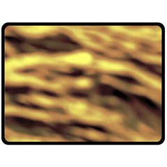 Yellow  Waves Abstract Series No10 Fleece Blanket (large)  by DimitriosArt