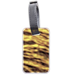 Yellow  Waves Abstract Series No10 Luggage Tag (two Sides) by DimitriosArt