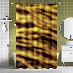 Yellow  Waves Abstract Series No10 Shower Curtain 48  X 72  (small)  by DimitriosArt