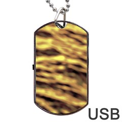 Yellow  Waves Abstract Series No10 Dog Tag Usb Flash (one Side) by DimitriosArt