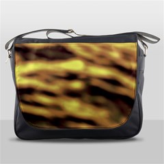 Yellow  Waves Abstract Series No10 Messenger Bag by DimitriosArt