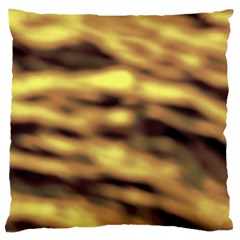 Yellow  Waves Abstract Series No10 Large Cushion Case (two Sides) by DimitriosArt