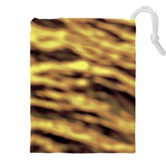 Yellow  Waves Abstract Series No10 Drawstring Pouch (4xl) by DimitriosArt