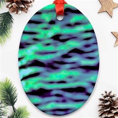 Green  Waves Abstract Series No6 Ornament (oval) by DimitriosArt