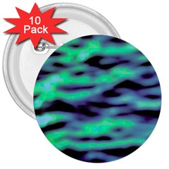 Green  Waves Abstract Series No6 3  Buttons (10 Pack)  by DimitriosArt