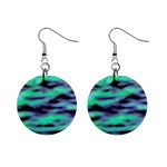 Green  Waves Abstract Series No6 Mini Button Earrings Front