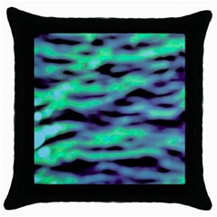 Green  Waves Abstract Series No6 Throw Pillow Case (black) by DimitriosArt