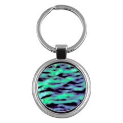 Green  Waves Abstract Series No6 Key Chain (round) by DimitriosArt