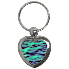 Green  Waves Abstract Series No6 Key Chain (heart) by DimitriosArt