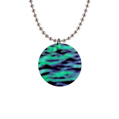 Green  Waves Abstract Series No6 1  Button Necklace by DimitriosArt