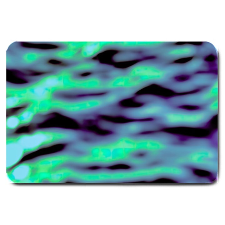 Green  Waves Abstract Series No6 Large Doormat 