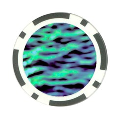 Green  Waves Abstract Series No6 Poker Chip Card Guard by DimitriosArt