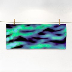 Green  Waves Abstract Series No6 Hand Towel by DimitriosArt