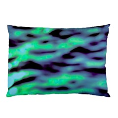 Green  Waves Abstract Series No6 Pillow Case by DimitriosArt