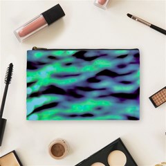 Green  Waves Abstract Series No6 Cosmetic Bag (medium) by DimitriosArt