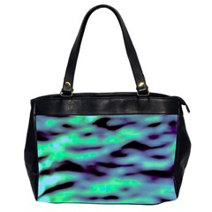 Green  Waves Abstract Series No6 Oversize Office Handbag (2 Sides) by DimitriosArt