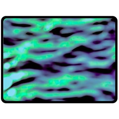 Green  Waves Abstract Series No6 Fleece Blanket (large)  by DimitriosArt