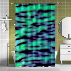 Green  Waves Abstract Series No6 Shower Curtain 48  X 72  (small)  by DimitriosArt