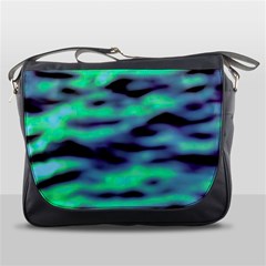 Green  Waves Abstract Series No6 Messenger Bag by DimitriosArt