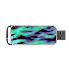 Green  Waves Abstract Series No6 Portable Usb Flash (one Side) by DimitriosArt