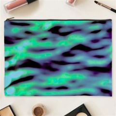 Green  Waves Abstract Series No6 Cosmetic Bag (xxxl) by DimitriosArt