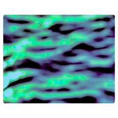 Green  Waves Abstract Series No6 Double Sided Flano Blanket (medium)  by DimitriosArt