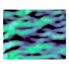 Green  Waves Abstract Series No6 Double Sided Flano Blanket (large)  by DimitriosArt