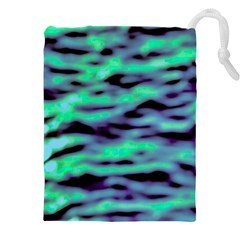 Green  Waves Abstract Series No6 Drawstring Pouch (4xl) by DimitriosArt