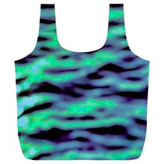 Green  Waves Abstract Series No6 Full Print Recycle Bag (xxl) by DimitriosArt