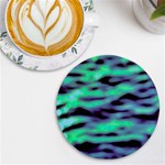 Green  Waves Abstract Series No6 UV Print Round Tile Coaster Front