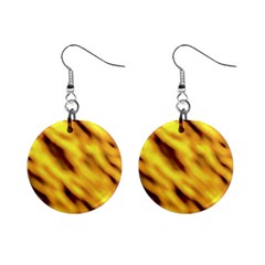 Yellow  Waves Abstract Series No8 Mini Button Earrings by DimitriosArt