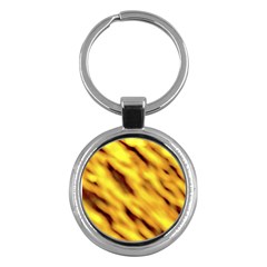 Yellow  Waves Abstract Series No8 Key Chain (round) by DimitriosArt