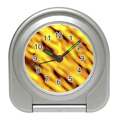 Yellow  Waves Abstract Series No8 Travel Alarm Clock by DimitriosArt